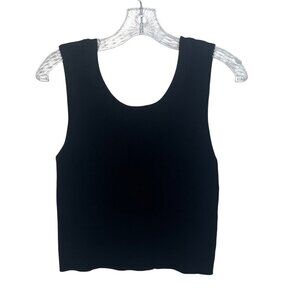 Ecanuer Ribbed Knit Tank Top Shirt Large Black New Cropped Summer